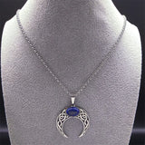 Vintage Crescent Moon Knot Pendant Stainless Steel Necklace