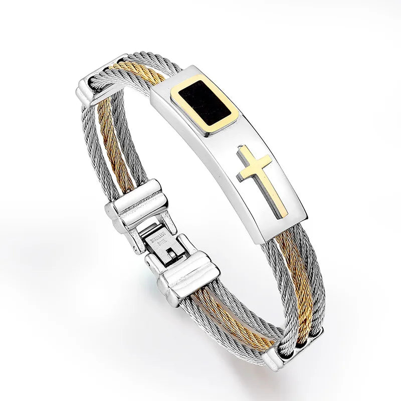 Vintage Cross Bracelet Men's Charm Jewelry Religious Bracelet