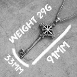 Vintage Cross Key Stainless Steel Necklace Pendant Chain