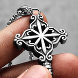 Vintage Cross Key Stainless Steel Necklace Pendant Chain
