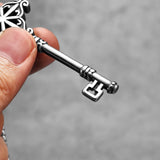 Vintage Cross Key Stainless Steel Necklace Pendant Chain
