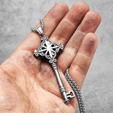 Vintage Cross Key Stainless Steel Necklace Pendant Chain