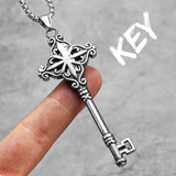 Vintage Cross Key Stainless Steel Necklace Pendant Chain