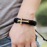 Vintage Cross Leather Bracelet Men Braided Star Rope Wrap Male Gift