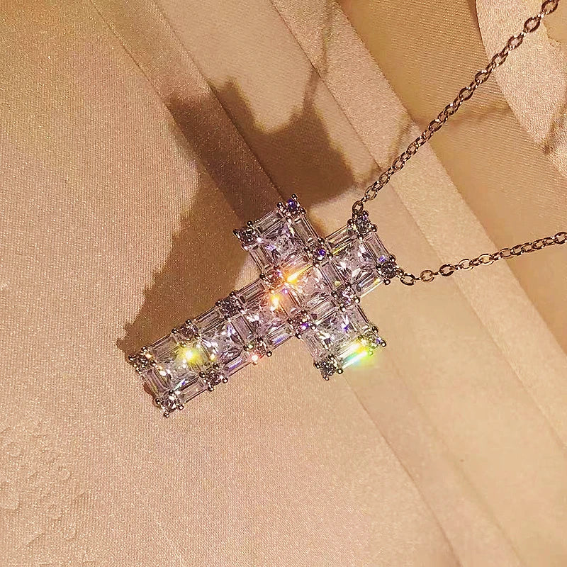 Vintage Cross Pendant 925 Silver Hiphop Necklace For Party Wedding