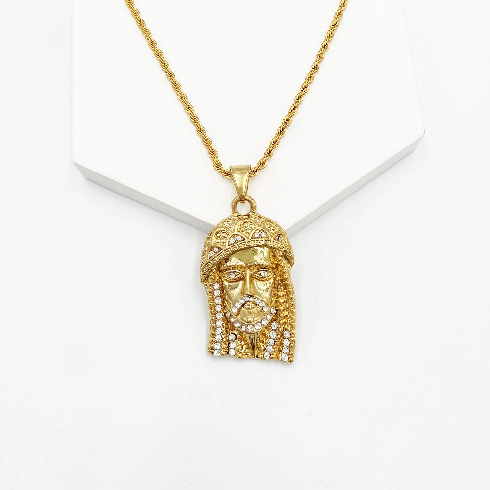 Vintage Copper Plated Jesus Pendant Necklace, 60cm/80cm Chain
