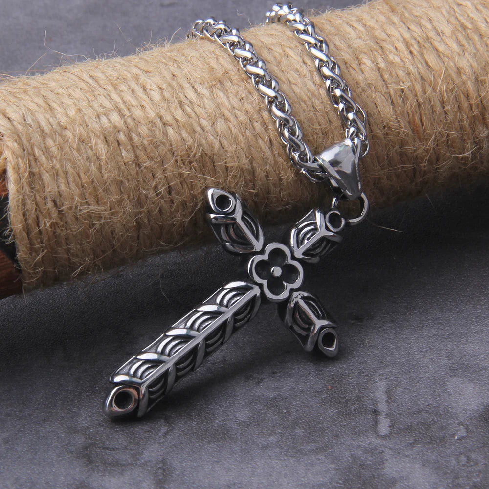 Vintage Cross Pendant Necklace for Women Men Goth Choker Jewelry