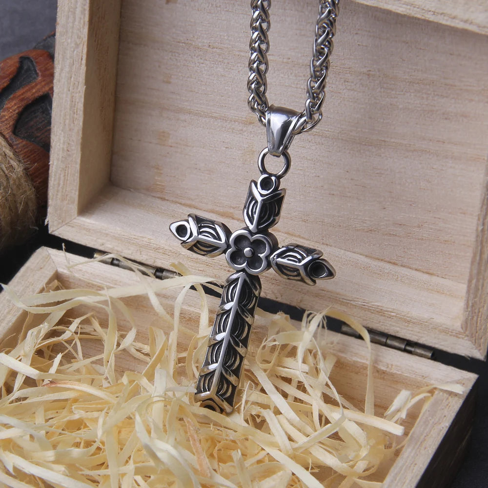 Vintage Cross Pendant Necklace for Women Men Goth Choker Jewelry