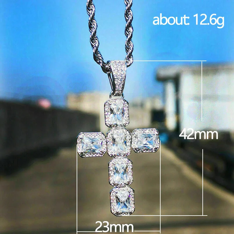 Vintage Cross Pendant Filled Engagement Wedding Pendants Necklace for Women