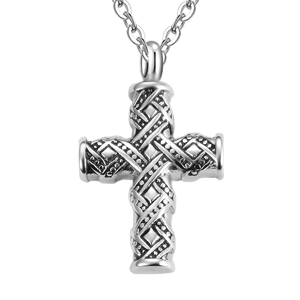 Vintage Cross Cremation Necklace For Ashes Keepsake