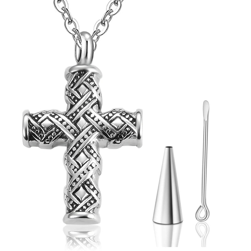 Vintage Cross Cremation Necklace For Ashes Keepsake