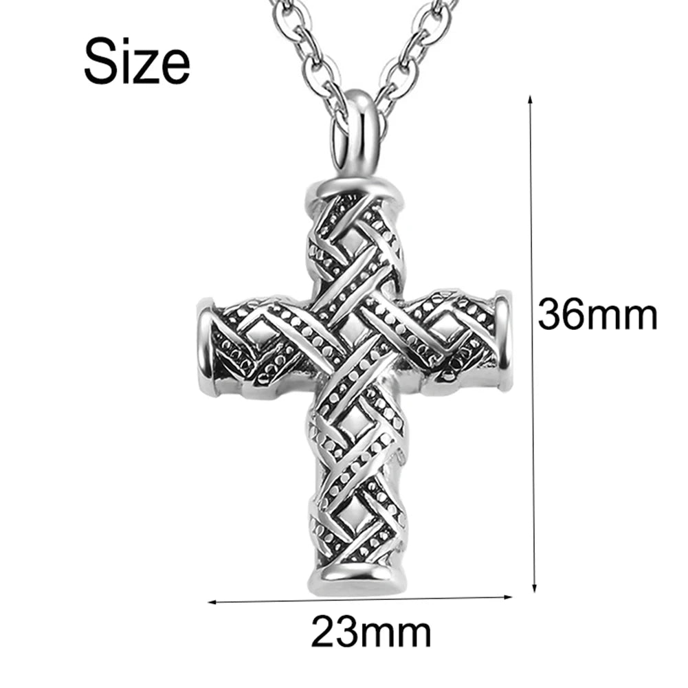 Vintage Cross Cremation Necklace For Ashes Keepsake