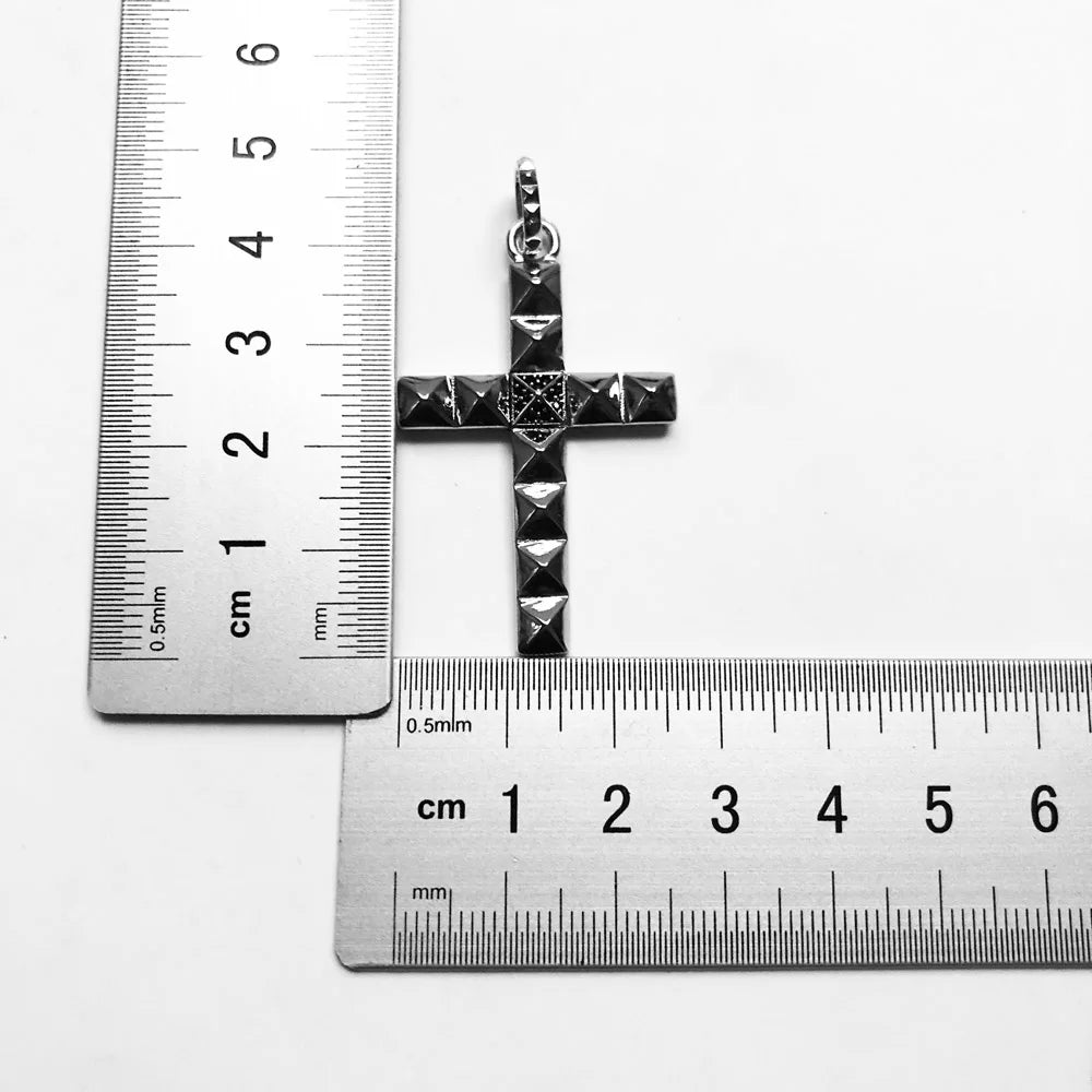 Vintage Cross Pendant with Stud, 925 Sterling Silver