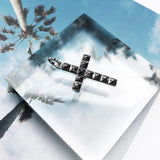 Vintage Cross Pendant with Stud, 925 Sterling Silver