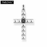 Vintage Cross Pendant with Stud, 925 Sterling Silver