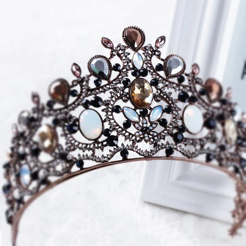 Vintage Crystal Beads Tiara Headband Baroque Crown