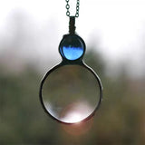 Vintage Crystal Magnifying Glass Necklace Pendant Grandma Gift