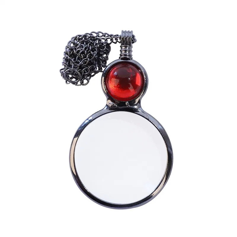 Vintage Crystal Magnifying Glass Necklace Pendant Grandma Gift