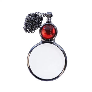 Vintage Crystal Magnifying Glass Necklace Pendant Grandma Gift
