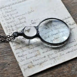 Vintage Crystal Magnifying Glass Necklace Pendant Grandma Gift