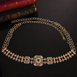 Vintage Crystal Metal Belt for Women Hollow Flower Moroccan Wedding Dress Belt