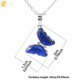 Vintage Crystal Butterfly Necklace Women Stone Amethysts Clear Quartz Pendant