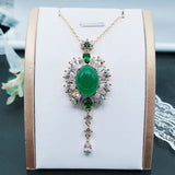 Vintage Crystal Pendant Sweater Necklace Yellow Zircon Charms Short Chain