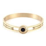 Vintage Crystal Roman Numerals Bangle Couple Bracelet Hollow Shell Jewelry