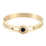 Vintage Crystal Roman Numerals Bangle Couple Bracelet Hollow Shell Jewelry