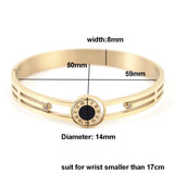 Vintage Crystal Roman Numerals Bangle Couple Bracelet Hollow Shell Jewelry