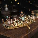 Vintage Crystal Round Baroque Tiaras Crowns for Royal Party Bridal Wedding