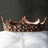 Vintage Crystal Round Baroque Tiaras Crowns for Royal Party Bridal Wedding