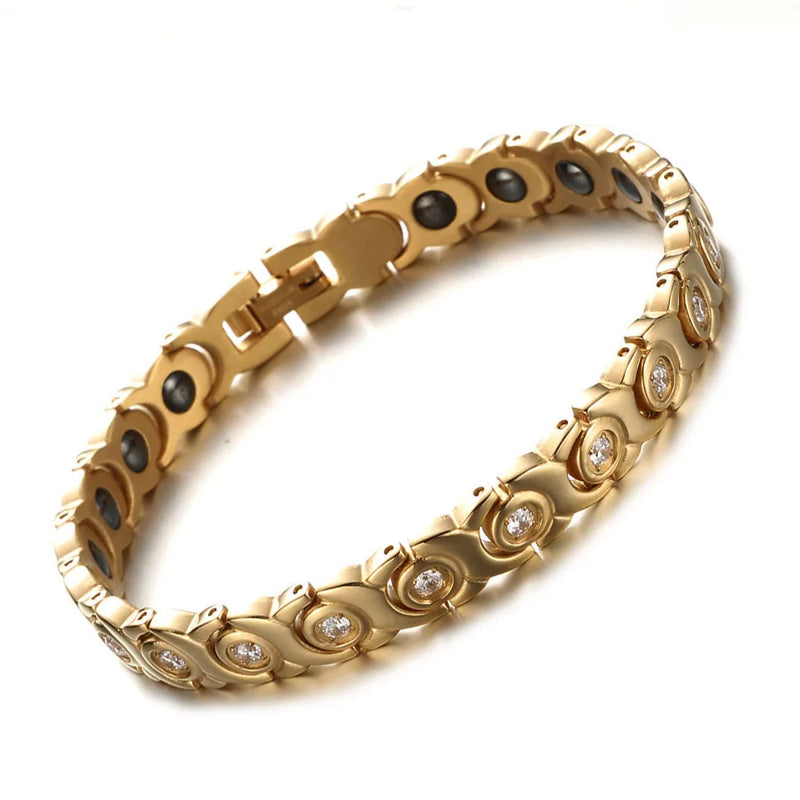 Vintage Crystal Stainless Steel Hematite Bracelet