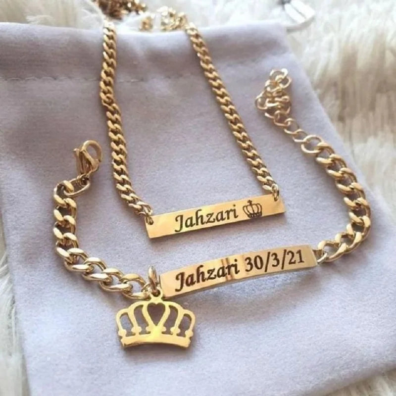 Vintage Name Necklace For Women Personalized Cuba Chain Bar Necklaces Pendant