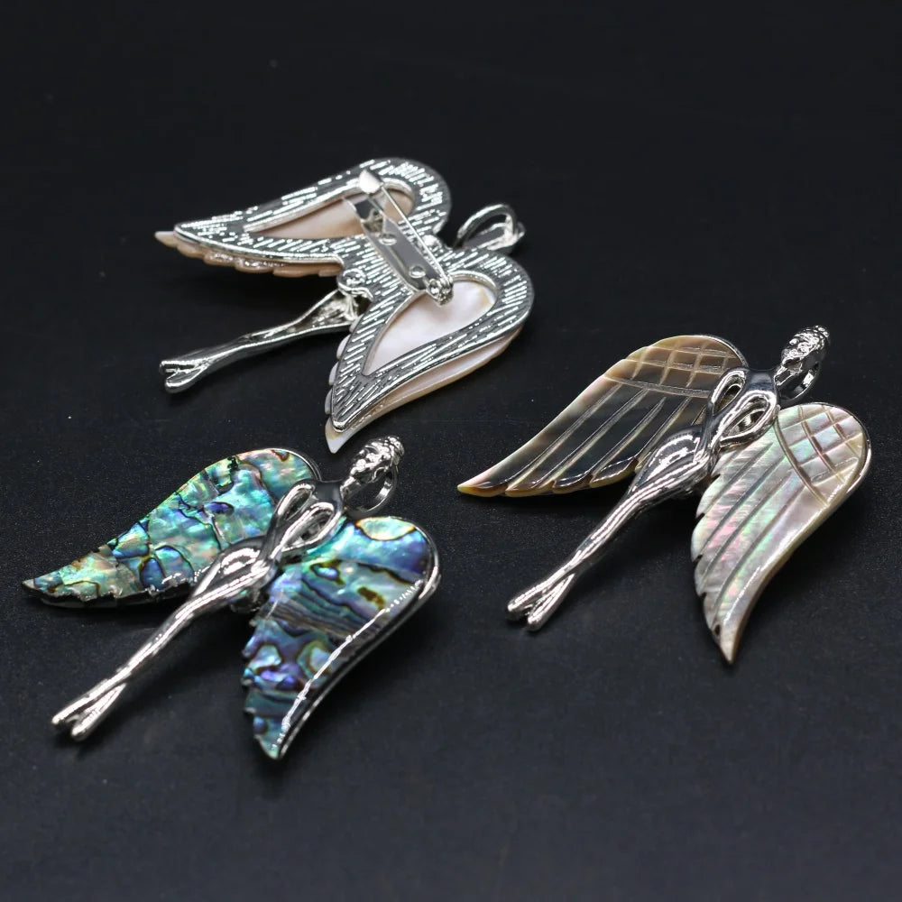 Vintage Angel Wings Abalone Shell Brooch Pins