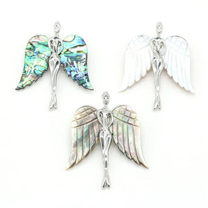 Vintage Angel Wings Abalone Shell Brooch Pins