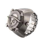 Vintage Skull Pirate Metal Pocket Finger Ring Watch