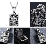 Vintage Cylinder Openable Cremation Funeral Jewelry Stainless Steel Tibetan Box
