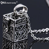 Vintage Cylinder Openable Cremation Funeral Jewelry Stainless Steel Tibetan Box