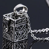 Vintage Cylinder Openable Cremation Funeral Jewelry Stainless Steel Tibetan Box