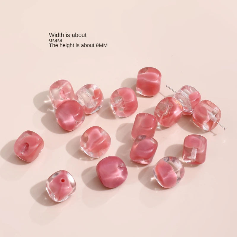 Czech Pink & Green Glass Beads - DIY Jewelry Material
