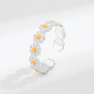 Vintage Daisy Flower Rings Adjustable Opening Finger Ring