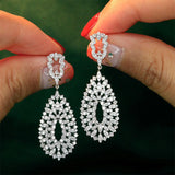 925 Sterling Silver Diamond CZ Dangle Earrings