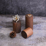 Vintage Dark Brown Cylinder Walnut Wood Jewelry Display Stand