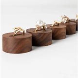 Vintage Walnut Wood Jewelry Display Stand Storage Column