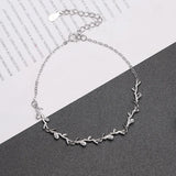 925 Silver Leaf Charm Bracelet for Women Wedding Christmas Gift