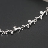 925 Silver Leaf Charm Bracelet for Women Wedding Christmas Gift