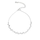925 Silver Leaf Charm Bracelet for Women Wedding Christmas Gift
