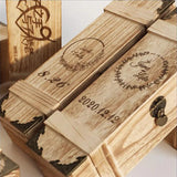 Vintage Engraved Wooden Wine Box - Christmas Gift