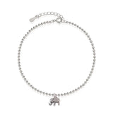 Vintage Elephant Pendant Anklet 925 Sterling Silver Women